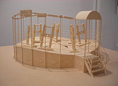 Richard Humann, "Tilt-a-Whirl", 2008 Basswood 6 x 25 x 25 inches Courtesy of Elga Wimmer PCC
